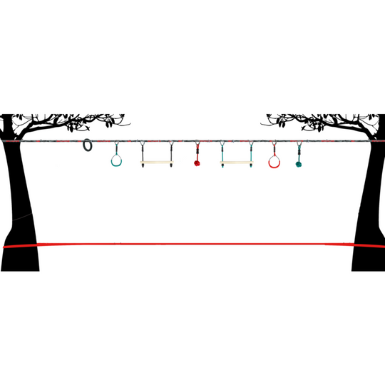 Slackers Ninjaline Intro Kit 36 ft - Ninja Slackline Obstacle Course Kit for Kids & Backyard Training | Bolderplay