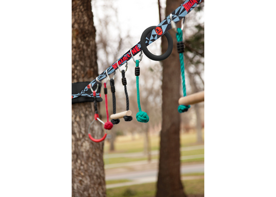 Slackers Ninjaline Intro Kit 36 ft - Ninja Slackline Obstacle Course Kit for Kids & Backyard Training | Bolderplay