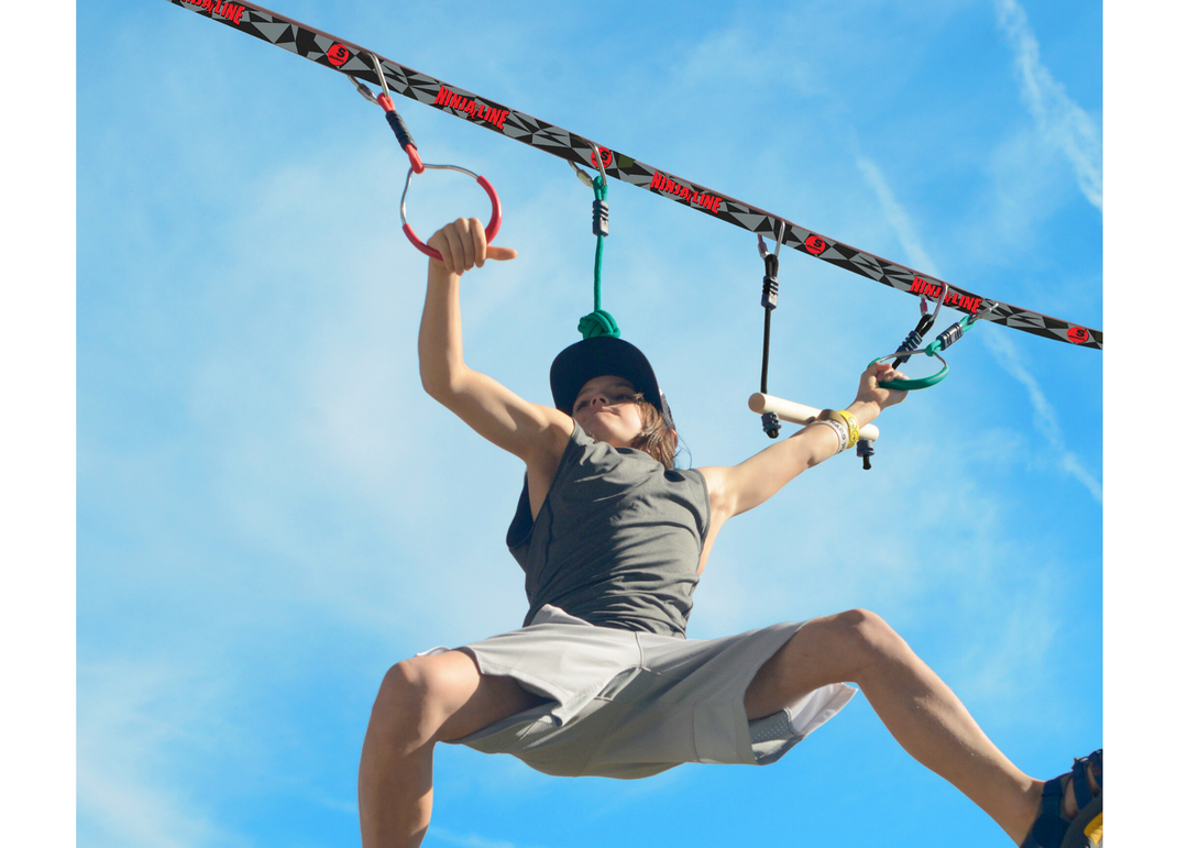 Slackers Ninjaline Intro Kit 36 ft - Ninja Slackline Obstacle Course Kit for Kids & Backyard Training | Bolderplay