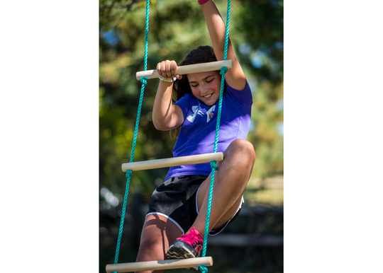 Slackers 8 ft Ninja Rope Ladder Attachment - Slackline Obstacle Course Ladder for Kids Backyard Play (Open Box) | Bolderplay