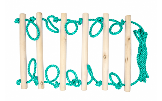 Slackers 8 ft Ninja Rope Ladder Attachment - Slackline Obstacle Course Ladder for Kids Backyard Play (Open Box) | Bolderplay